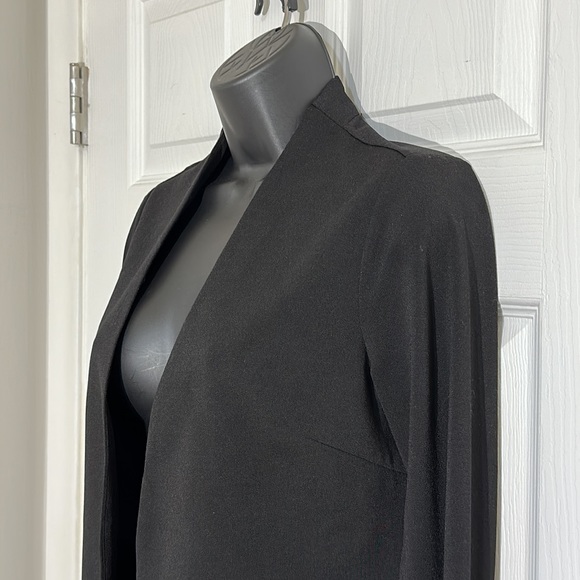 Adrianna Papell Black Bell Sleeve Open Front Asymmetrical Blazer Sz XS - Picture 8 of 12